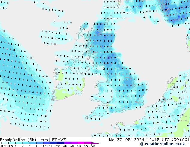 Z500/Rain (+SLP)/Z850 ECMWF Mo 27.05.2024 18 UTC