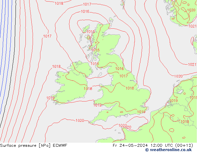 Yer basıncı ECMWF Cu 24.05.2024 12 UTC