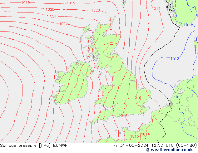 Yer basıncı ECMWF Cu 31.05.2024 12 UTC