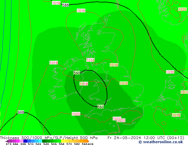 Thck 500-1000hPa ECMWF Pá 24.05.2024 12 UTC