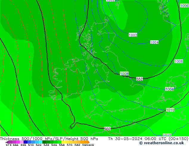 Thck 500-1000hPa ECMWF  30.05.2024 06 UTC