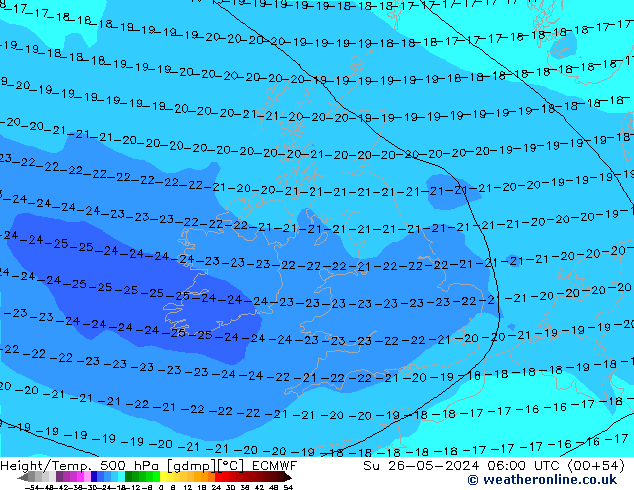 Z500/Rain (+SLP)/Z850 ECMWF Su 26.05.2024 06 UTC