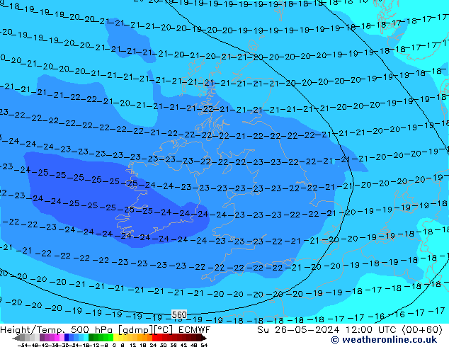 Z500/Rain (+SLP)/Z850 ECMWF Su 26.05.2024 12 UTC