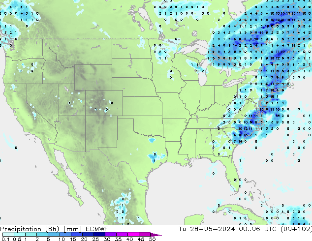 Z500/Rain (+SLP)/Z850 ECMWF Út 28.05.2024 06 UTC