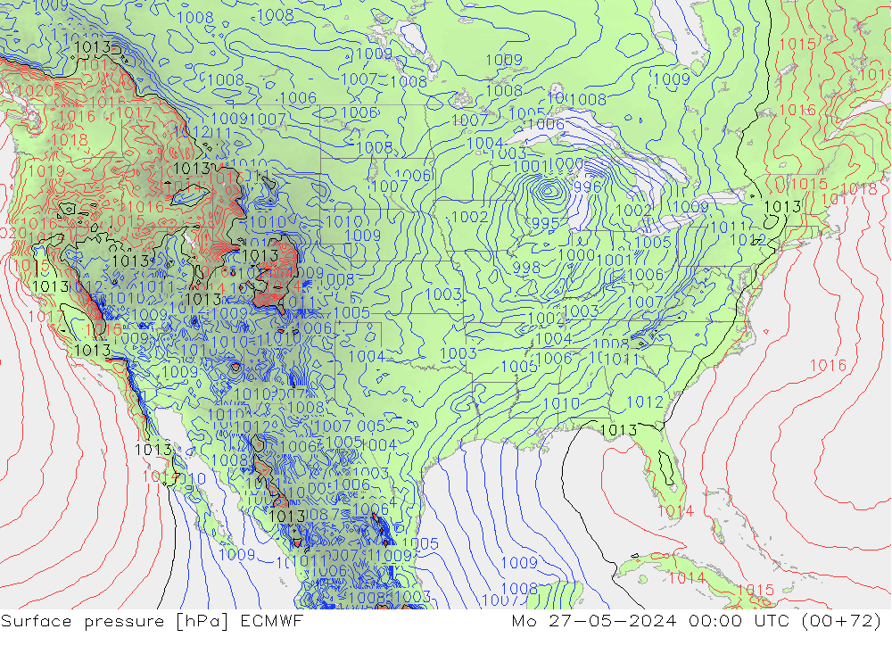 pressão do solo ECMWF Seg 27.05.2024 00 UTC