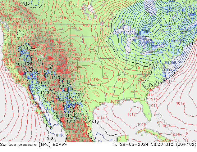 ciśnienie ECMWF wto. 28.05.2024 06 UTC