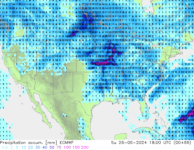 Totale neerslag ECMWF zo 26.05.2024 18 UTC