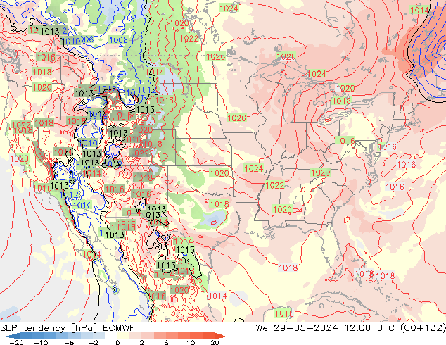 Tendance de pression  ECMWF mer 29.05.2024 12 UTC