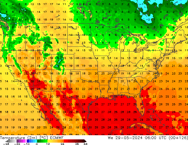 température (2m) ECMWF mer 29.05.2024 06 UTC