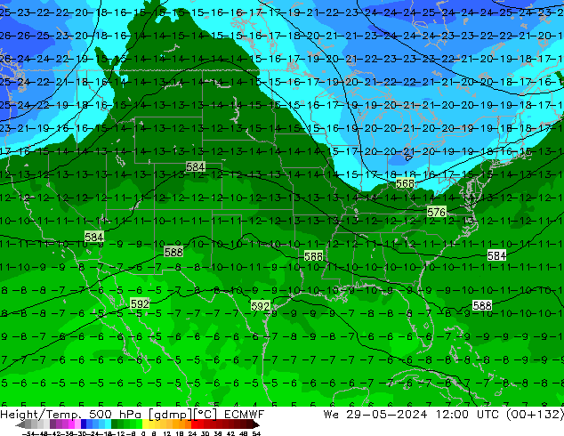 Z500/Rain (+SLP)/Z850 ECMWF Qua 29.05.2024 12 UTC