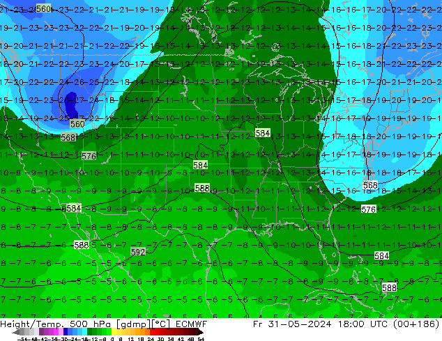 Z500/Rain (+SLP)/Z850 ECMWF Pá 31.05.2024 18 UTC