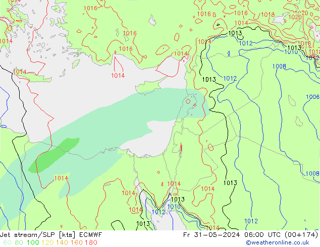 Prąd strumieniowy ECMWF pt. 31.05.2024 06 UTC