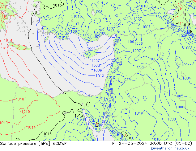 Pressione al suolo ECMWF ven 24.05.2024 00 UTC