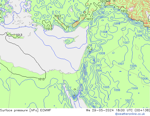 Surface pressure ECMWF We 29.05.2024 18 UTC