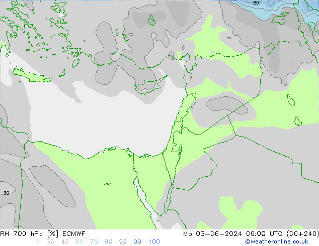 RH 700 hPa ECMWF Mo 03.06.2024 00 UTC