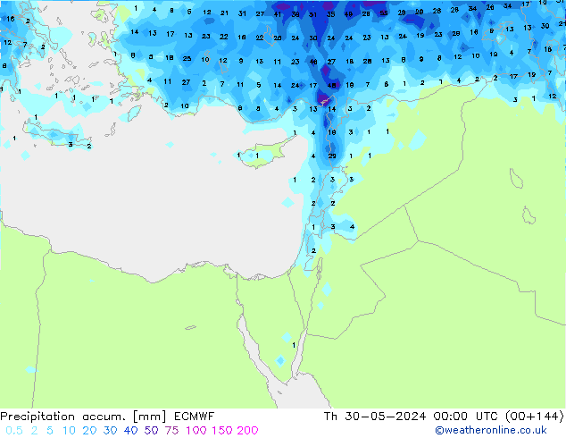 Toplam Yağış ECMWF Per 30.05.2024 00 UTC