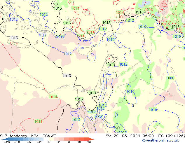 Druktendens (+/-) ECMWF wo 29.05.2024 06 UTC