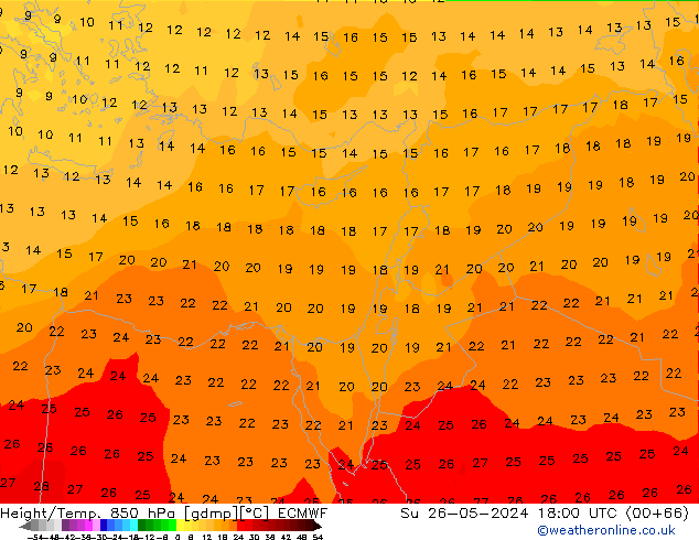 Z500/Rain (+SLP)/Z850 ECMWF nie. 26.05.2024 18 UTC