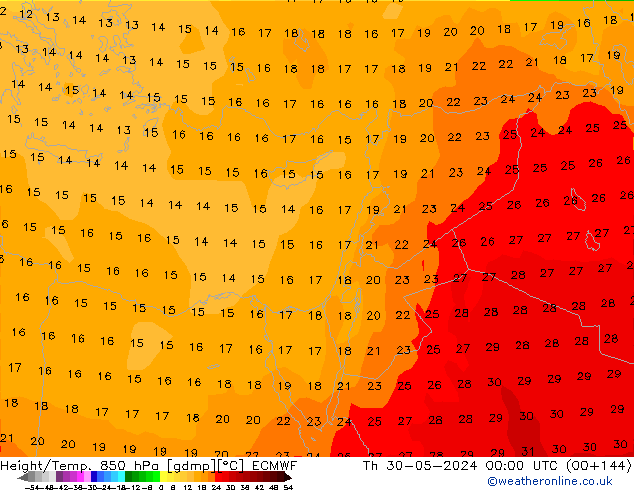 Z500/Yağmur (+YB)/Z850 ECMWF Per 30.05.2024 00 UTC