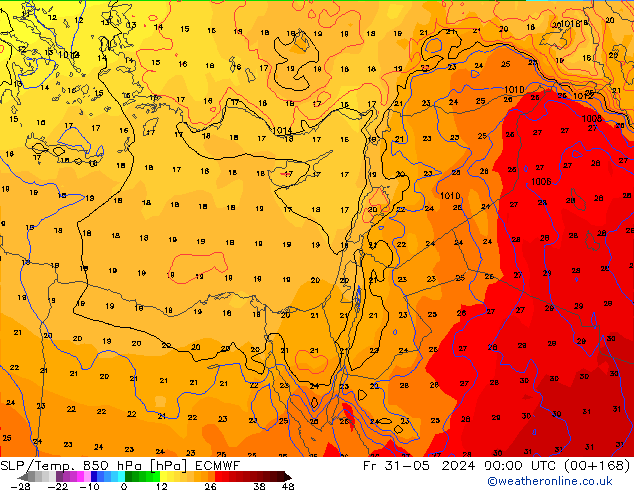 SLP/Temp. 850 hPa ECMWF Pá 31.05.2024 00 UTC