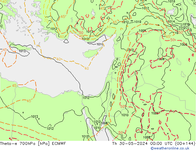 Theta-e 700hPa ECMWF Per 30.05.2024 00 UTC