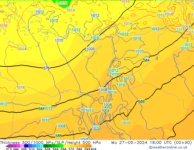 Schichtdicke 500-1000 hPa ECMWF Mo 27.05.2024 18 UTC