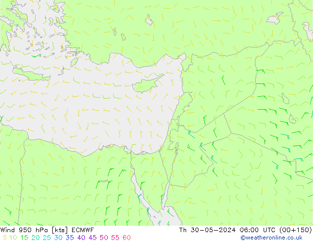 Wind 950 hPa ECMWF Th 30.05.2024 06 UTC