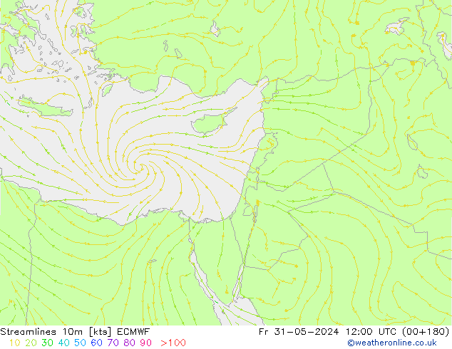 Línea de corriente 10m ECMWF vie 31.05.2024 12 UTC