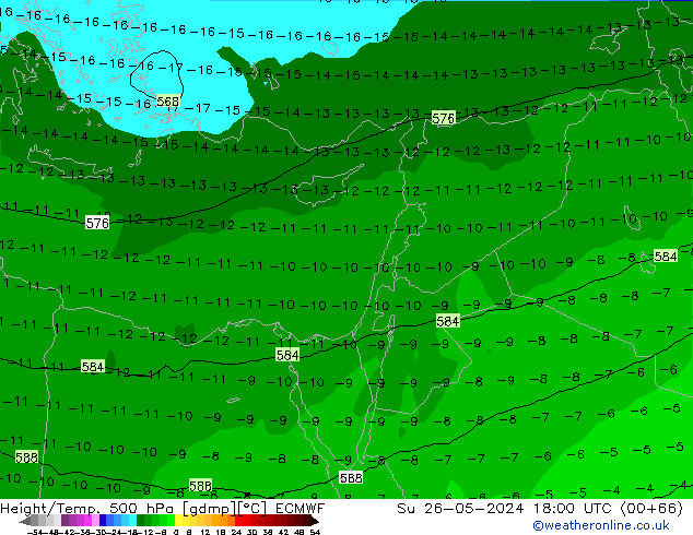 Z500/Rain (+SLP)/Z850 ECMWF nie. 26.05.2024 18 UTC