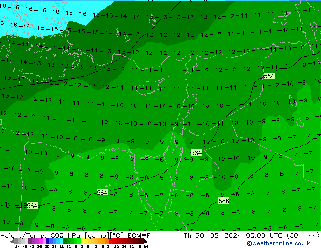 Z500/Yağmur (+YB)/Z850 ECMWF Per 30.05.2024 00 UTC