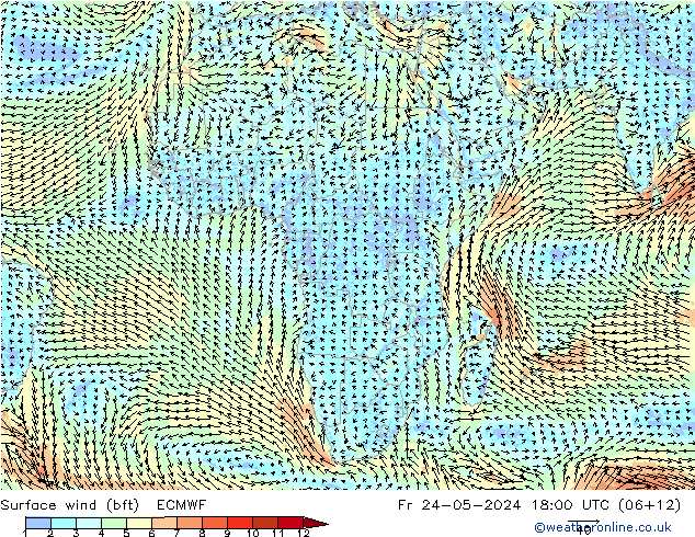  10 m (bft) ECMWF  24.05.2024 18 UTC