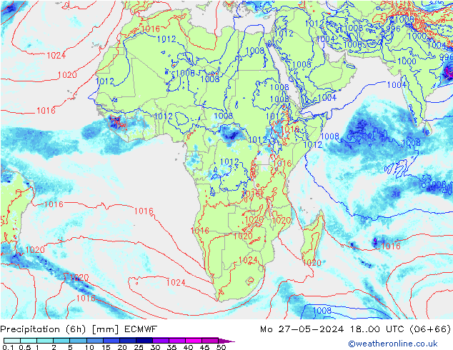 Z500/Rain (+SLP)/Z850 ECMWF Mo 27.05.2024 00 UTC