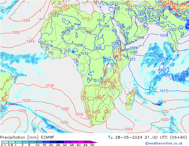 Precipitazione ECMWF mar 28.05.2024 00 UTC