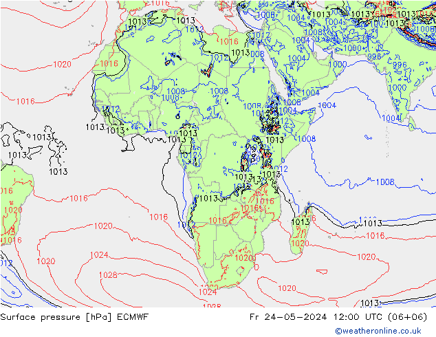 Surface pressure ECMWF Fr 24.05.2024 12 UTC