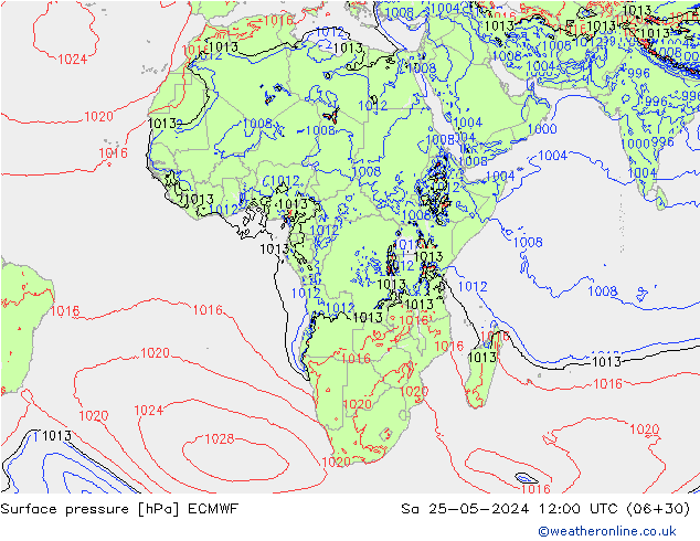 Surface pressure ECMWF Sa 25.05.2024 12 UTC