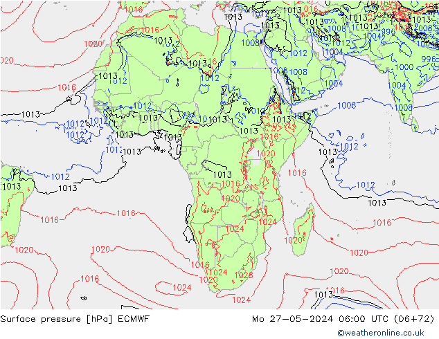 Surface pressure ECMWF Mo 27.05.2024 06 UTC