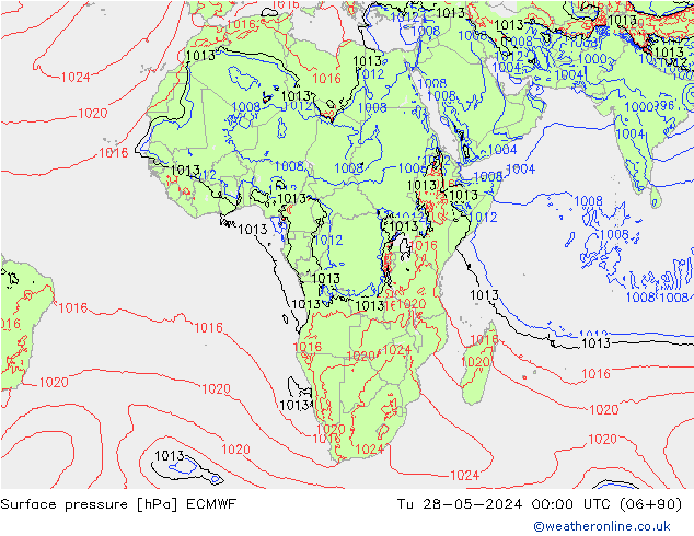 Presión superficial ECMWF mar 28.05.2024 00 UTC