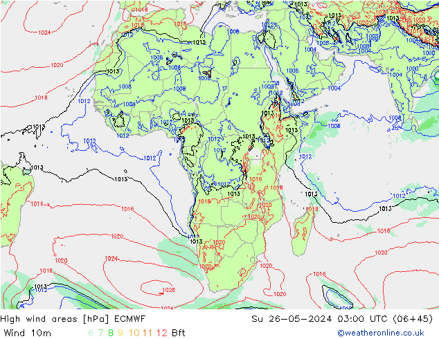 yüksek rüzgarlı alanlar ECMWF Paz 26.05.2024 03 UTC