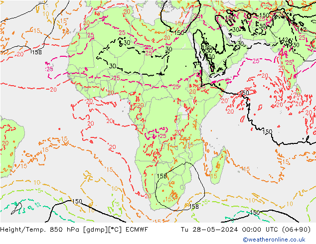 Height/Temp. 850 hPa ECMWF Ter 28.05.2024 00 UTC