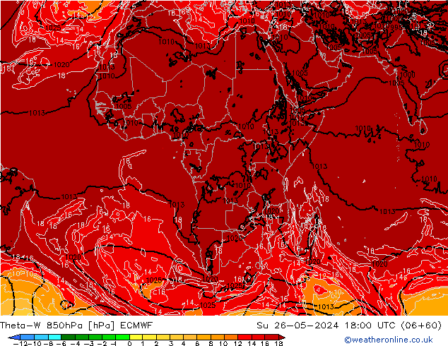 Theta-W 850hPa ECMWF Su 26.05.2024 18 UTC