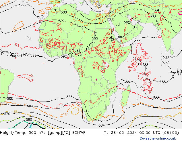 Z500/Rain (+SLP)/Z850 ECMWF вт 28.05.2024 00 UTC