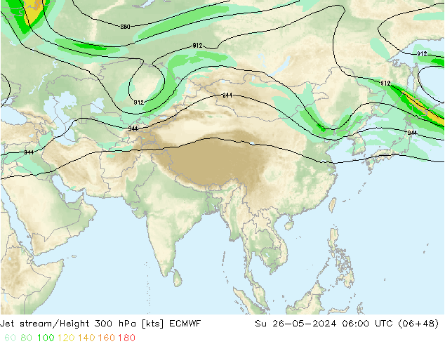 Jet stream/Height 300 hPa ECMWF Su 26.05.2024 06 UTC