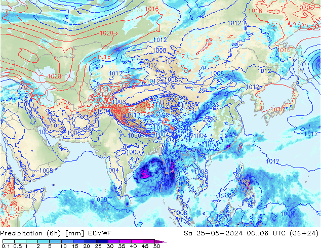 Z500/Rain (+SLP)/Z850 ECMWF Sa 25.05.2024 06 UTC