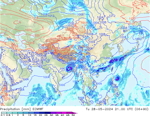 Srážky ECMWF Út 28.05.2024 00 UTC