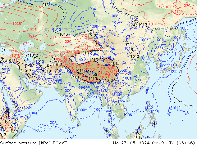 Luchtdruk (Grond) ECMWF ma 27.05.2024 00 UTC