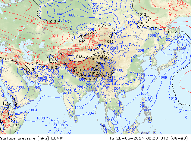 Yer basıncı ECMWF Sa 28.05.2024 00 UTC