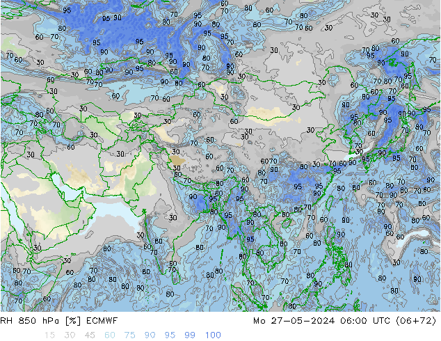 RH 850 hPa ECMWF  27.05.2024 06 UTC