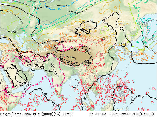 Z500/Rain (+SLP)/Z850 ECMWF Fr 24.05.2024 18 UTC