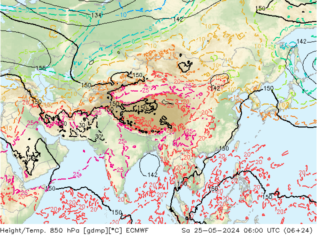 Z500/Rain (+SLP)/Z850 ECMWF Sa 25.05.2024 06 UTC