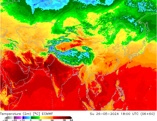 Temperature (2m) ECMWF Su 26.05.2024 18 UTC